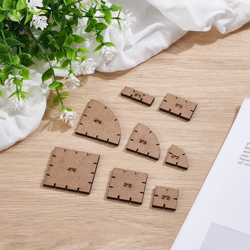 8 3D PLIGREAT Pcs Brick Tile Templates, Wood Laser Cut House with Square, Quarter-Circle, Rectangular Shape DIY