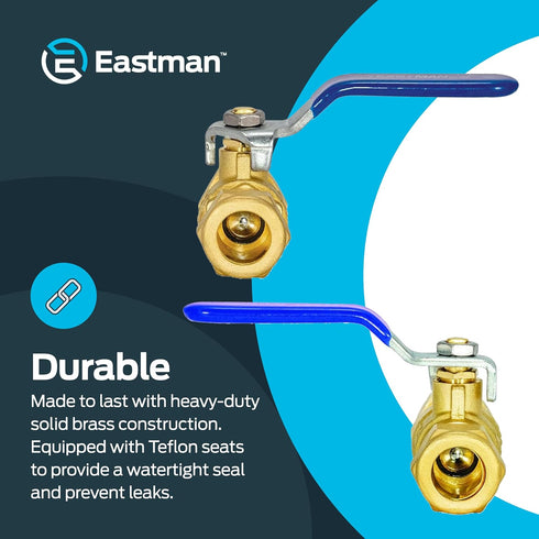 Eastman 1/2 Inch Compression Heavy Duty Full Port Ball Valve, Brass Plumbing Fitting, 20096LF