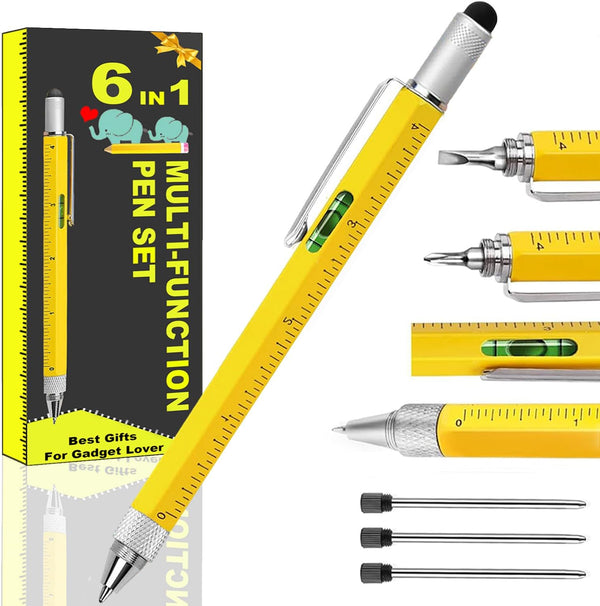 Gifts for Men, 6 in 1 Multi Tool Pen Set, Dad Gifts from Daughter Son, Birthday Stocking Stuffers