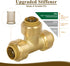 1/2" Push to Connect Tee Brass Plumbing Fitting for PEX, Copper, CPVC Pipe with Upgraded Stiffener (6 Pack)