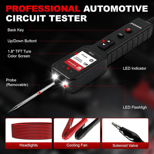 screen12-24V Power Circuit Probe,Colour DC Car Electrical System Diagnostic Test Tool,Electrical Short Open Breaker