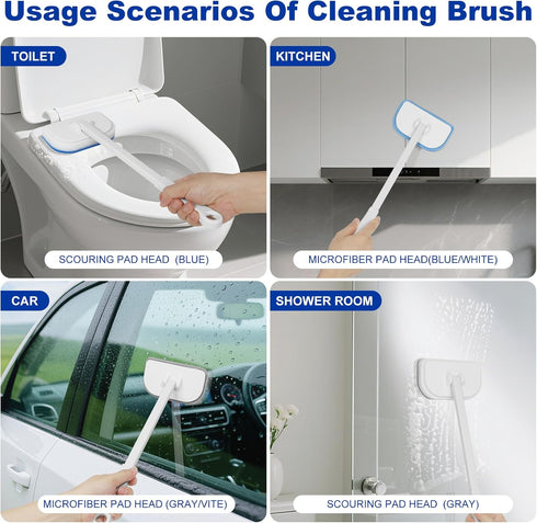 Shower,4-in-1 4 MOSEN Scrub Brush for Cleaning Brushes with Different Function Cleaning Heads Brush for Shower Cleaning