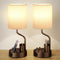 Bedside Table Lamps for Bedroom Set of 2 - Beige Nightstand Lamp
