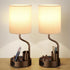 Bedside Table Lamps for Bedroom Set of 2 - Beige Nightstand Lamp