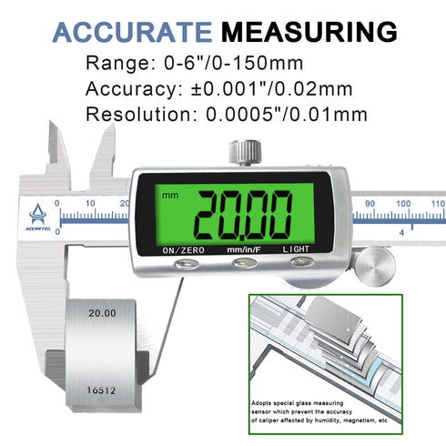 Digital Vernier Caliper Electronic Measuring Tool for Jewelry-Metal Metric Measure with Backlit LCD Screen