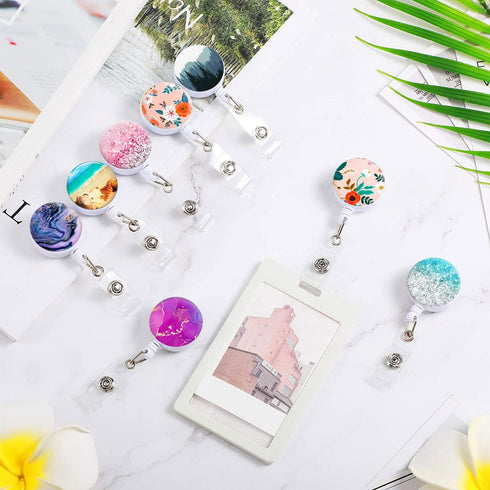 Badge Reel Cute Pattern Retractable Badge Holder - Alligator Clip Nurse Name Decorative Badge Clip