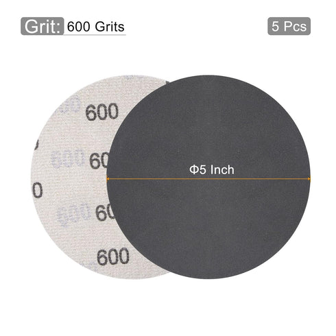 uxcell 5 Inch Sanding Disc, 600 Grit Hook and Loop Wet Dry Sandpaper for Orbital Sander, 5 Pcs