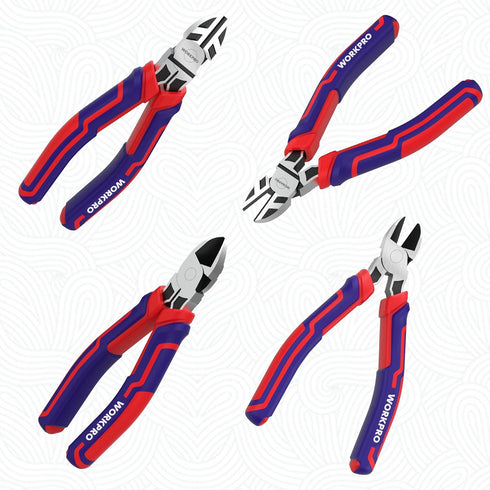 WORKPRO 6 Wire Cutters Heavy Duty CRV Steel, Diagonal Pliers for Cutting Wires, Comfort Grip Handle