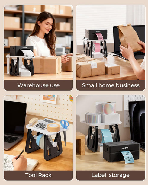 MUNBYN Label Holder for Rolls and Fanfold Labels, Thermal Sticker Holder for Desktop Thermal Printer, Accessory