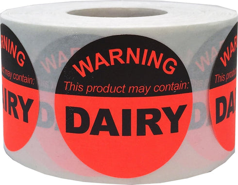 Food Allergy Warning Labels This Product May Contain Dairy, 1.5 Inch Round