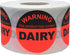 Food Allergy Warning Labels This Product May Contain Dairy, 1.5 Inch Round