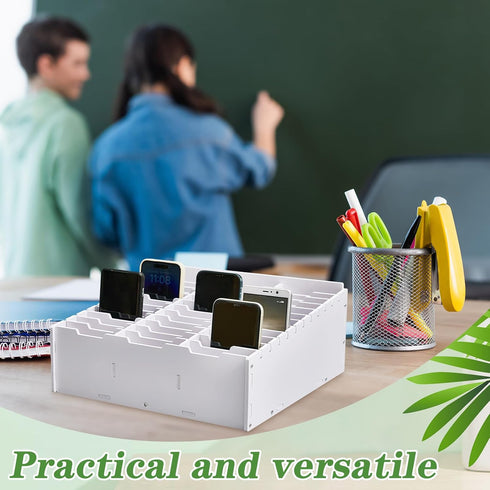 Ctosree 2 Pcs Cell Phone Holder, Multifunctional Classroom Caddy Storage Box for Desk (15.35 x 12.22 x 4.45 Inch)