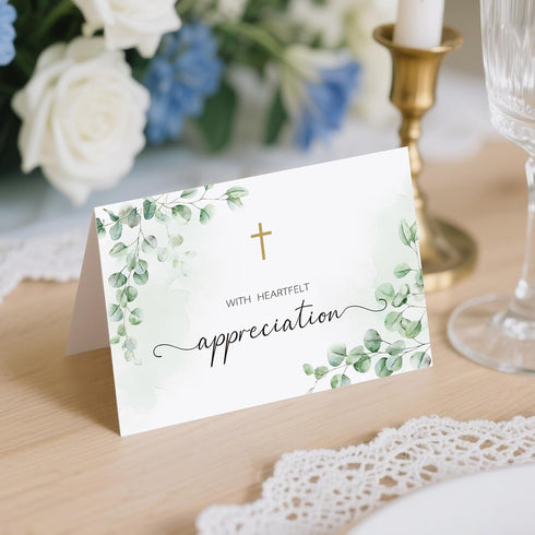 CYGGUN 25 46 Pcs Funeral Thank You Cards with Envelopes, Bulk Sympathy Card Watercolor Eucalyptus Leaves Bereavement