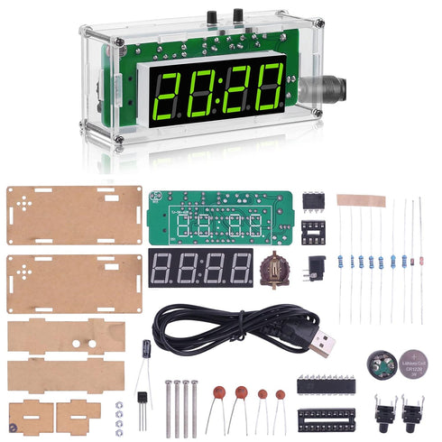 MiOYOOW 4-Digit DIY Digital Clock Kit with Acrylic Shell, Electronics Alarm Clock