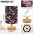 Black and Pink Floral Small Bedside Night Table Lamp Nightstand Lamp with Round Fabric Linen Shade Study Reading Desk