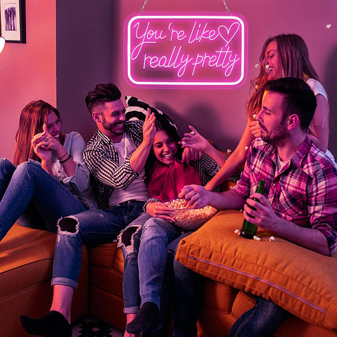 qbanziou 5V You're Like Really Pretty Neon Signs for Wall DecorLED Neon Lights Suitable for Bedroom Wedding Party