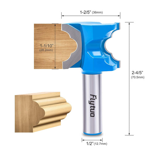 3PCS Set, 1/2" Architectural Molding Router Bit Shank, Corner Rounding & Edge-Forming for Woodworking Milling