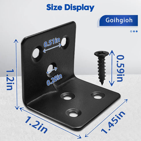 30PCS 180PCS Black L Brackets for Shelves with Screws, Goihgioh Stainless Steel Corner Braces for Wood Metal Small L