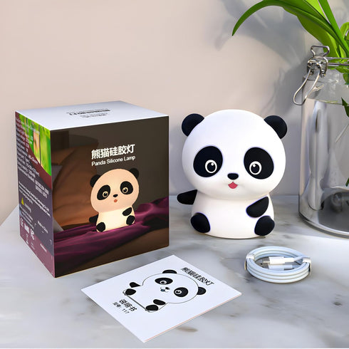 Dimmable Colorful Life Panda Silicone Night Light for Kids Tap Control Rechargeable Soft Lamp, Portable Bedside Light