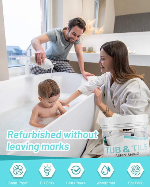 17.6oz 25-30sq.ft Tub and Tile Paint Refinishing Kit, Bathtub Refinishing Kit White with Tools and Hardener, Semi-Gloss