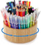 SOUJOY Bamboo Pen Holder Organizer, 360° Rotating Art Supply Caddy with 11 Compartments, Holds 200+ Pencils, Office Box