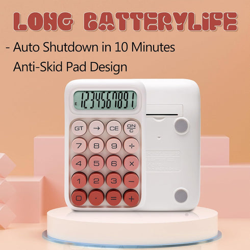 Mechanical Switch Calculator,12 Digits,Large LCD Display,Pink Gradient Desktop Calculator Big Buttons,Cute Calculator,Aesthetic calculator for office,school,home and business use