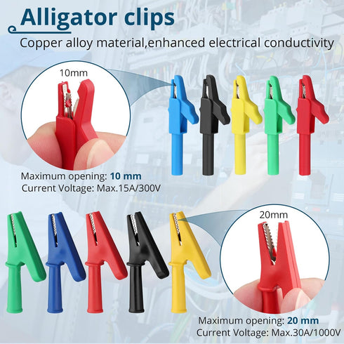35PCS Set Box,5 Clips,5 Back Probe Kit Automotive Test Leads with Storage Large Alligator Wire Piercing Probes,Flexible