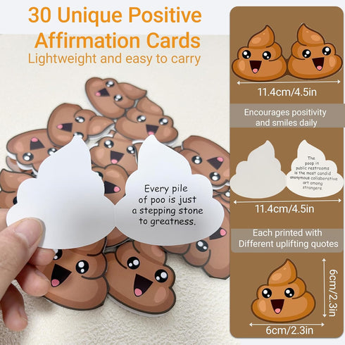 poliman 30Pcs Positive Poo Cards, Emotional Support Poo, Humorous Positive Affirmation Cards for Friends, Coworkers