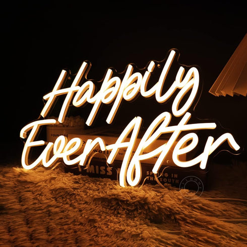 5V 15.75"X9.2" SYLHOME Happily Ever After LED Neon Light Sign Wedding Party Birthday Neon Art Wall Sign Decor USB