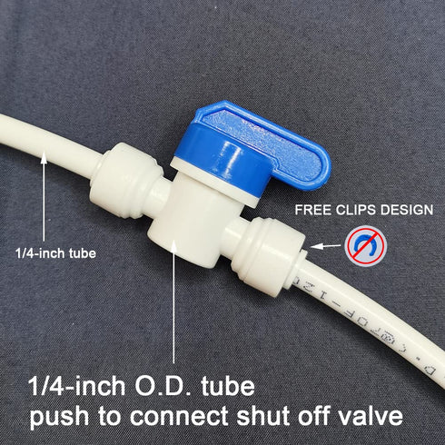 Malida 1/4 inch O.D. Quick Connector Ball Valve, Tube Fitting for RO Systems, Purifiers, Filters - Pack of 5