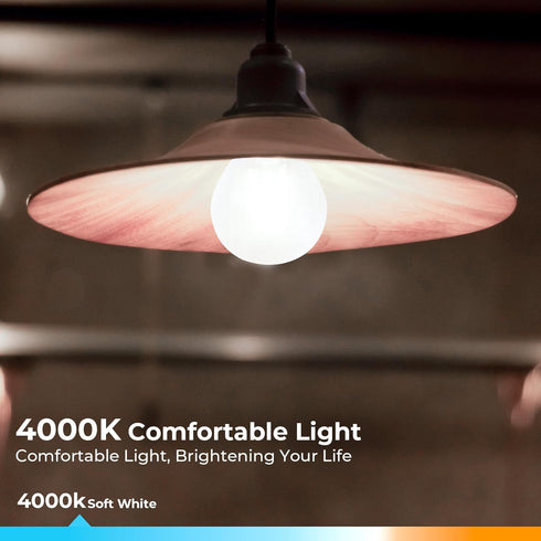 E26 G16.5 Bulb, Dimmable 6W 60W 4000K Bulbs 90+ 600LM, 6 Pack GvvooHome Edison LED Equivalent, Neutral White, Round