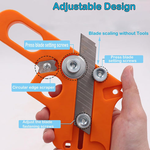 YUENTOEN Edge Banding Trimmer, Veneer Edge Cutter Tool with 10Pcs Blade and 4Pcs Circular Edge Scraper for Woodworking