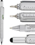 HeTaoCat Gifts Multi Tech Tool Pen 6 in 1 Stylus Pen - Screwdriver Pen with Ruler, Levelgauge, Ballpoint Pen (Silver)
