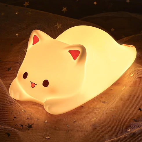 LOVERUIS Cute Night Light for Kids Cat Night-Light Baby Girl Squishy NightLight