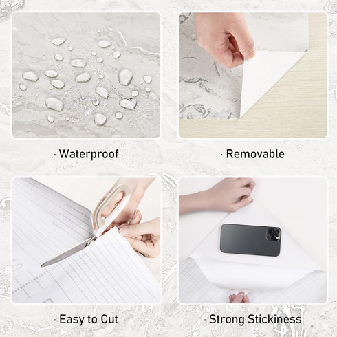 Matte Beige/Silver Marble Contact Paper, Textured Beige Granite Peel and Stick Wallpaper for Waterproof Kitchen Table