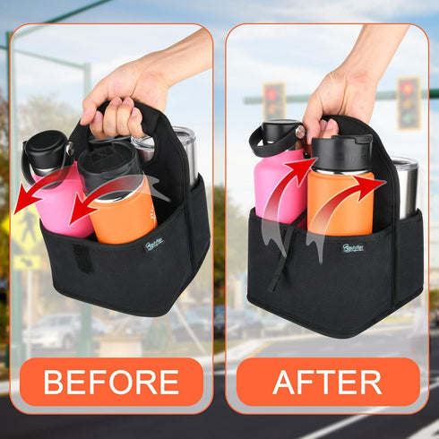 Beautyflier Reusable Insulated Coffee Cup Carrier, Portable Drink Holder with Handle Organizer Tote Bag for Hot & Cold