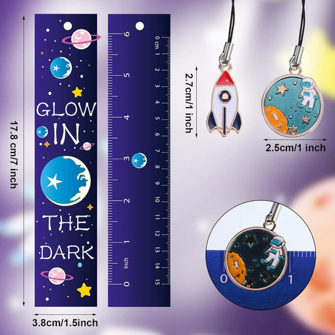 Zonon Space Theme Bookmarks with Inspirational Quotes Cards - Metal Charms Planet Rocket Space Ship, Reading Party