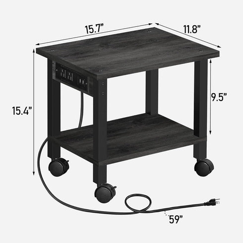 TUTOTAK 2 PS01BY001 Tier Printer Stand, Rolling Printer Cart with Power Outlets and USB Ports, Mobile Printer Table