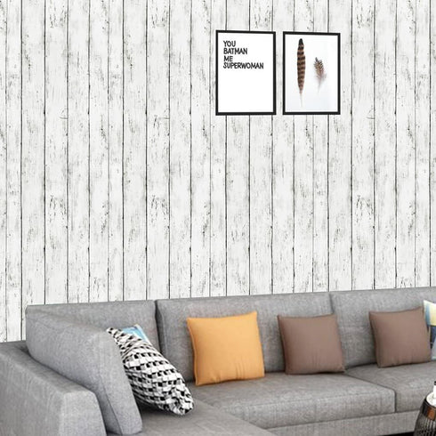 Arthome Peel and Stick Wallpaper, White Gray Wood Contact Paper, 11.8 x 100 inches Self Adhesive Vinyl Film