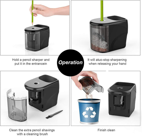 Electric Pencil Sharpener Heavy-Duty Helical Blade with Adapter/Battery Operated for No.2 Pencils