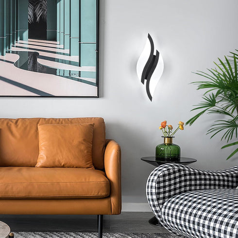 6000K 1 Pack, 6000K) CANEOE Modern LED Wall Sconce Black Indoor Wall Light Fixtures Acrylic Wall Sconce Lighting