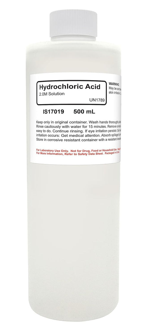 Innovating Science Hydrochloric Acid Solution, 2M (7.3%), 500mL - Curated Chemical Collection