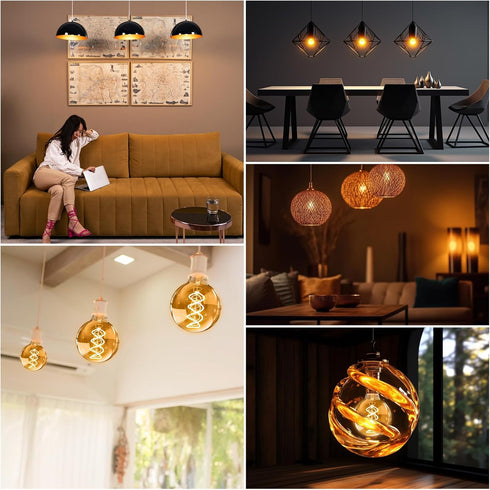 BOSITE G80 Vintage Edison Light Bulbs, 4W (40W Equivalent), Dimmable, 2700K Warm White, Amber Glass, 4 Pack