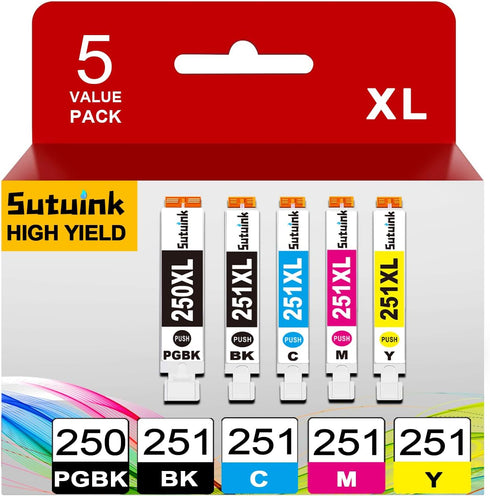 MG6620 Ink Cartridge for Canon PGI-250XL CLI-251XL Replacement, Compatible for MG6620 MG5520 (5 Pack)