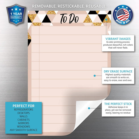 Dry Erase to Do List Vinyl Whiteboard Sticker Decal - Removable & Reusable with Magnetic Fine-Tip Marker Included (6 x