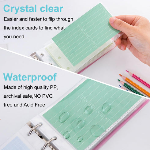 MANWU 35 (2pcs index card Binder organizer with Plastic pocket Sleeves, small organized folder for recipes