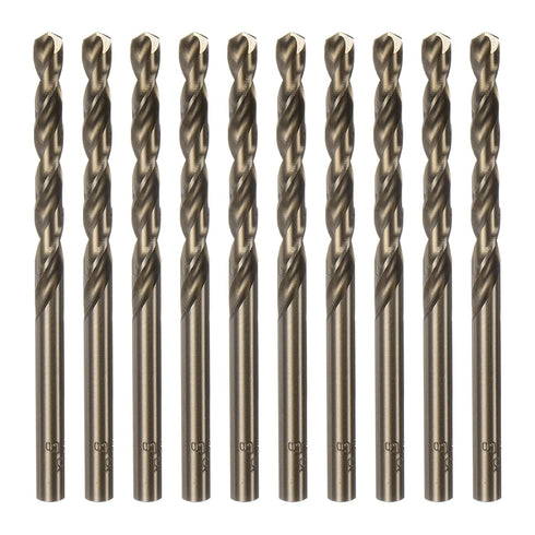 10pcs Cobalt Jobber Drill Bits 5.3mm / 0.209" M35 High Speed Steel HSS Twist Drilling Bit Tool