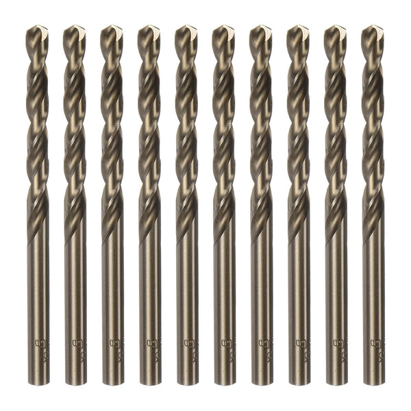 10pcs Cobalt Jobber Drill Bits 5.3mm / 0.209" M35 High Speed Steel HSS Twist Drilling Bit Tool