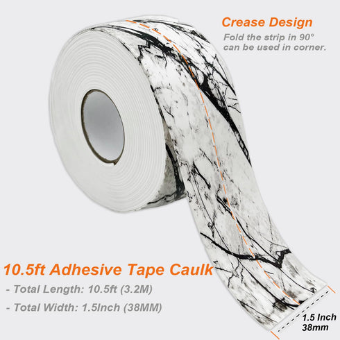 Caulk Tape Strip, 1.5" x 10.5Ft Self Adhesive Bath & Kitchen Sealant Strip, PVC Waterproof Sealing Tape for Bathtub Toilet Bathroom Shower Kitchen Sink
