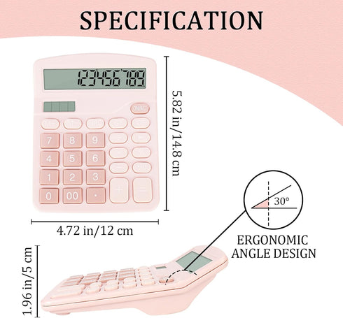 Desktop Calculator, Battery and Solar, Big Buttons Easy to Press for Office, Large Display